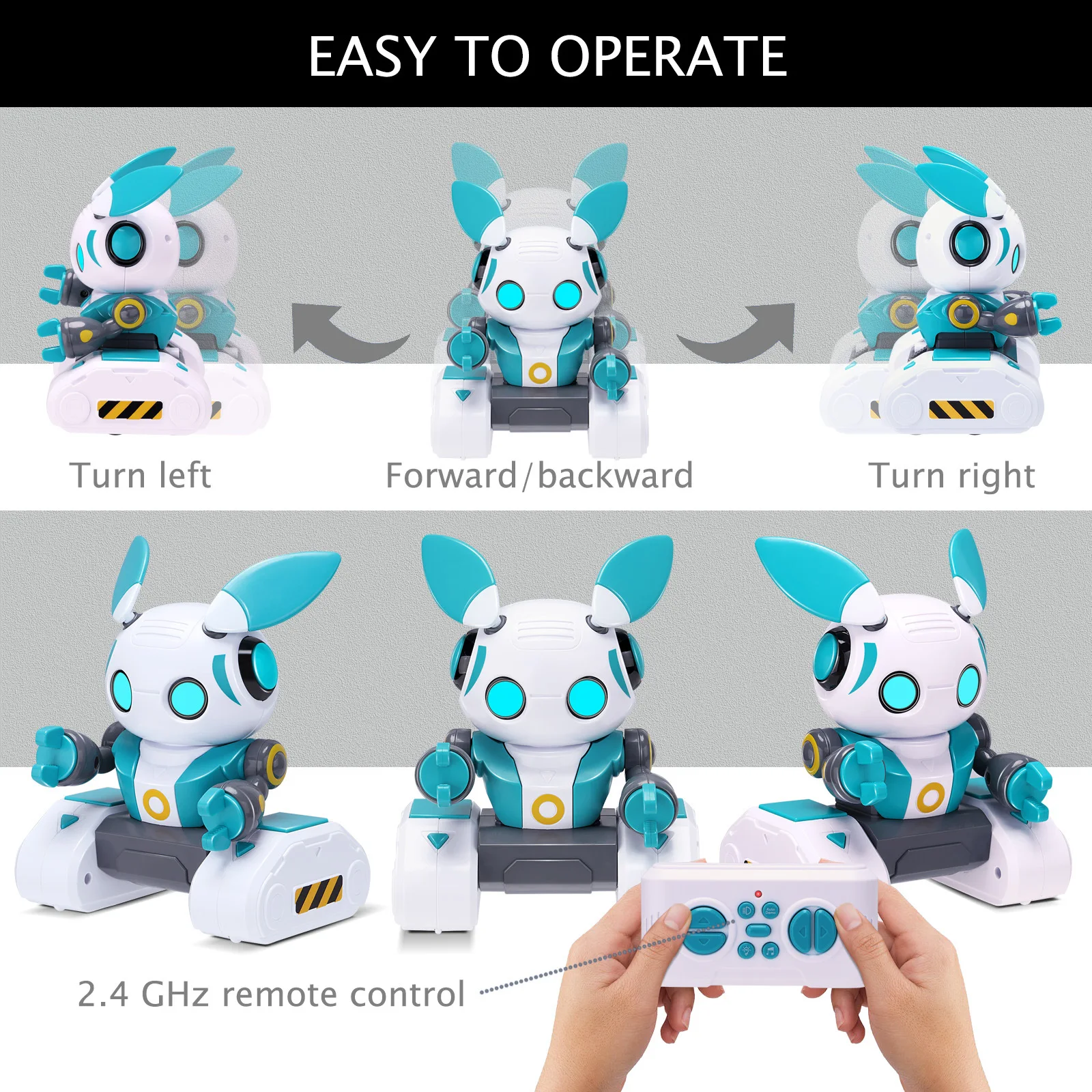 Oplaadbare RCIntelligent Robot AI-robotspeelgoed voor kinderen Konijn Gesture Sensing Simulatie Robotverlichting Muziek Afstandsbediening Speelgoed