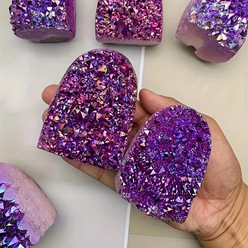 

1pc Purple Quartz Cluster Halo - Deep Violet-Purple with Sparkling Halo Effect,Synthetic Quartz Crystal for Crystal Collectors