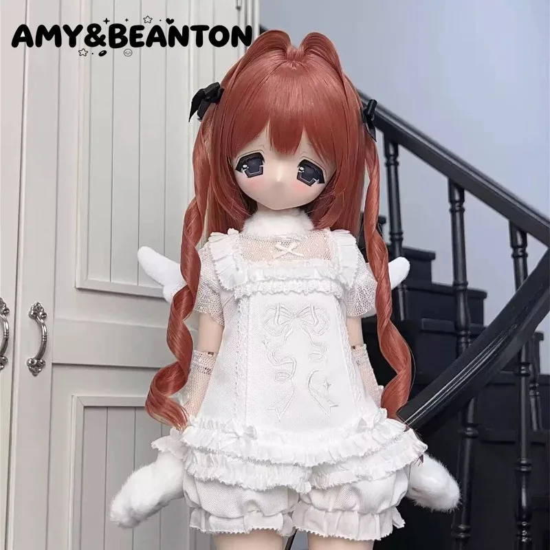 BJD Wig Anime Style 1/3 BJD Wig Cat Ear Curly Hair Heat Resistant Synthetic Styled Wig For Ball Jointed Doll Replacement Hair