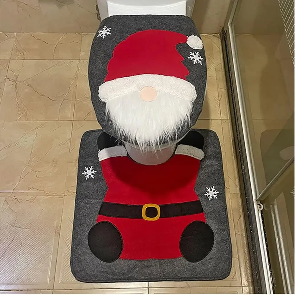 5 PCS Christmas Decoration Supplies Faceless Old Man Gnome Toilet Two Piece Set Bathroom Creative Arrangement Dress Up Items