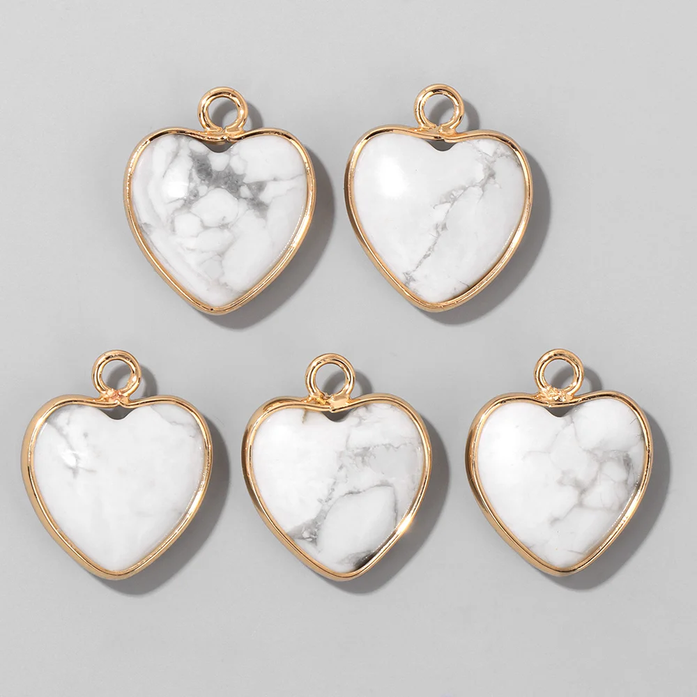 Cute Heart Shape Stone Pendant Natural Gem Charm