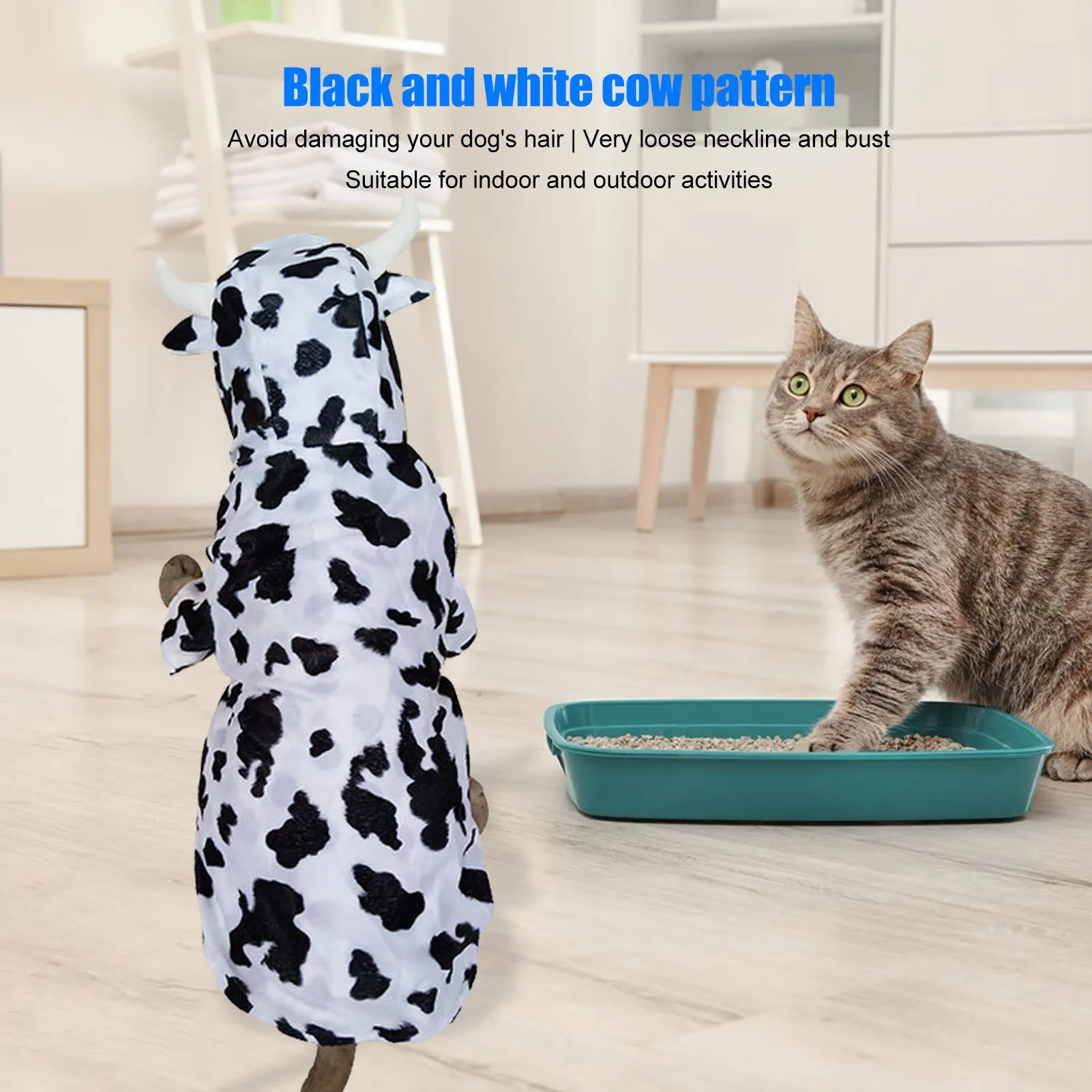 Puppy Clothes Cow Pattern Convenient Practical Reliable Protection Dog Clothes Black White For Medium To Large Dog Daily Clothes