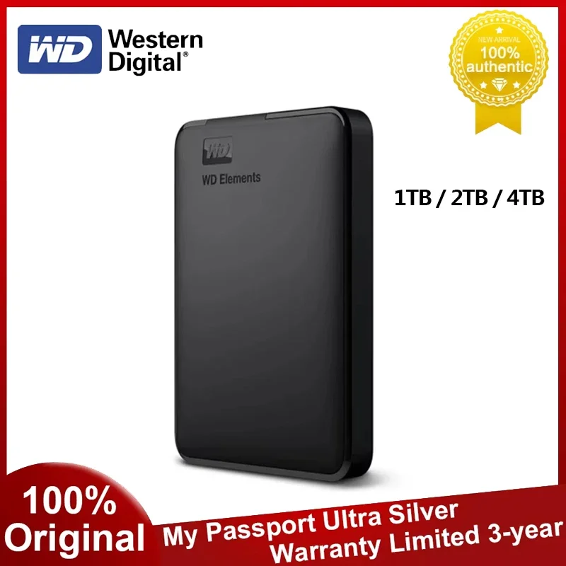 WD Original External Mechanical Hard Disk 2.5 Inch USB3.0 High Speed Mobile Storage Drive 2TB 4TB For Laptop Computer