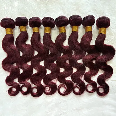 Burgundy Bundles 99J Body Wave Human Hair Bundles 1/3/4 Pcs Hair Extensions Red Colored Brazilian Body Weave Bundles For Women
