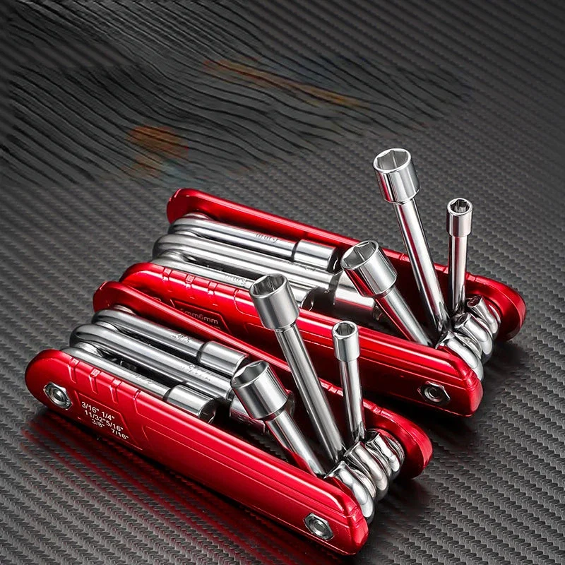 

Folding hexagonal socket tools, metric and British set, aluminum alloy handle, household universal hexagonal socket wrench