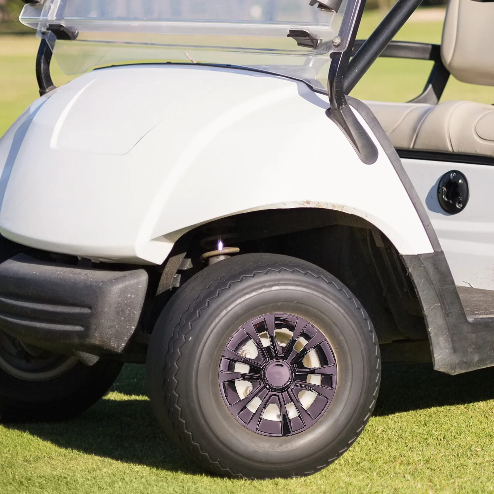 

Golf Cart Wheel Center Caps Black 8 Inch Hub Cap Covers Weather-Resistant Decorative Wheel Covers Golf Cart Hub Center Caps