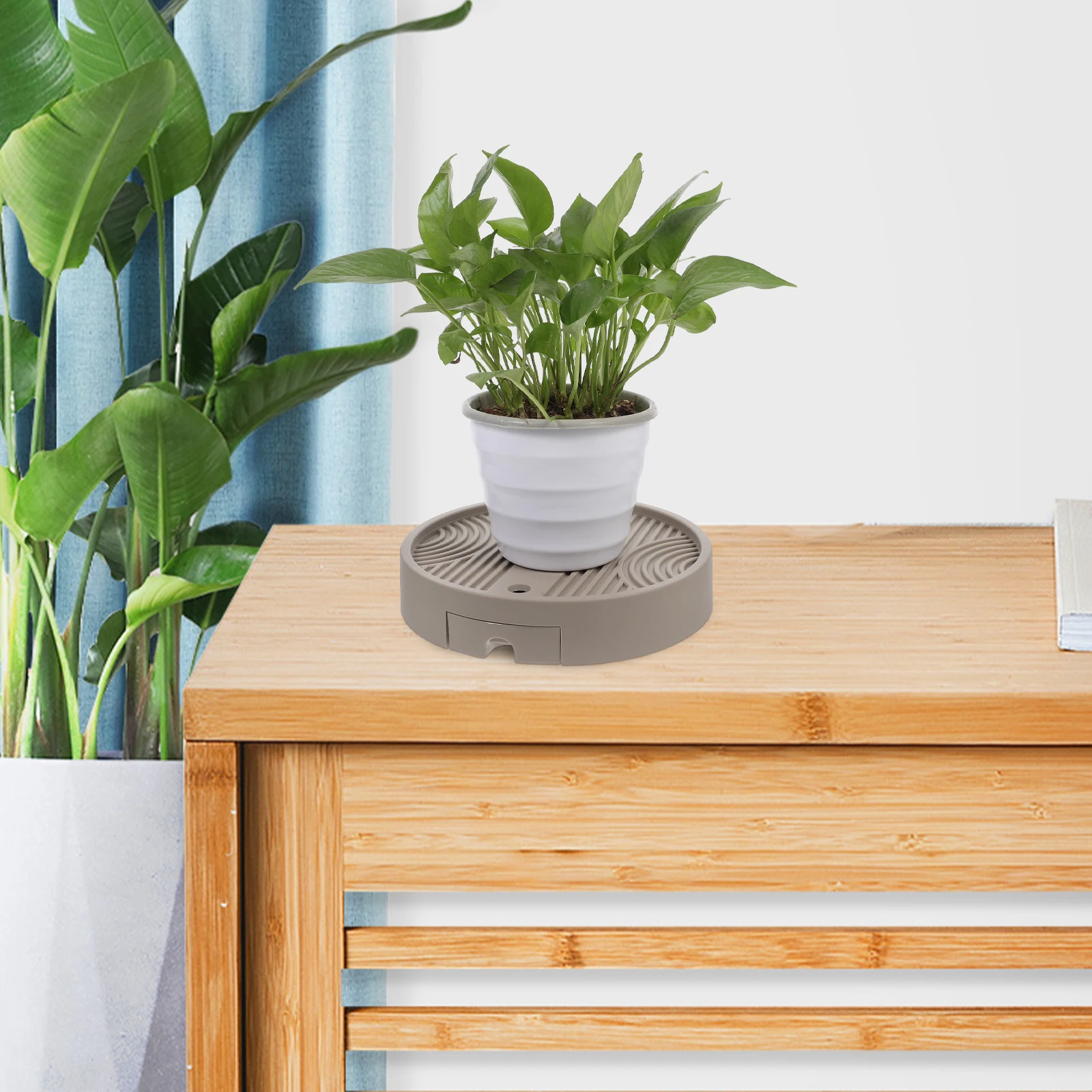 

1pc Universal Rolling Flower Pot Tray With Wheels Detachable Water Storage Decorative Round Stand For Indoor Plants Heavy Duty