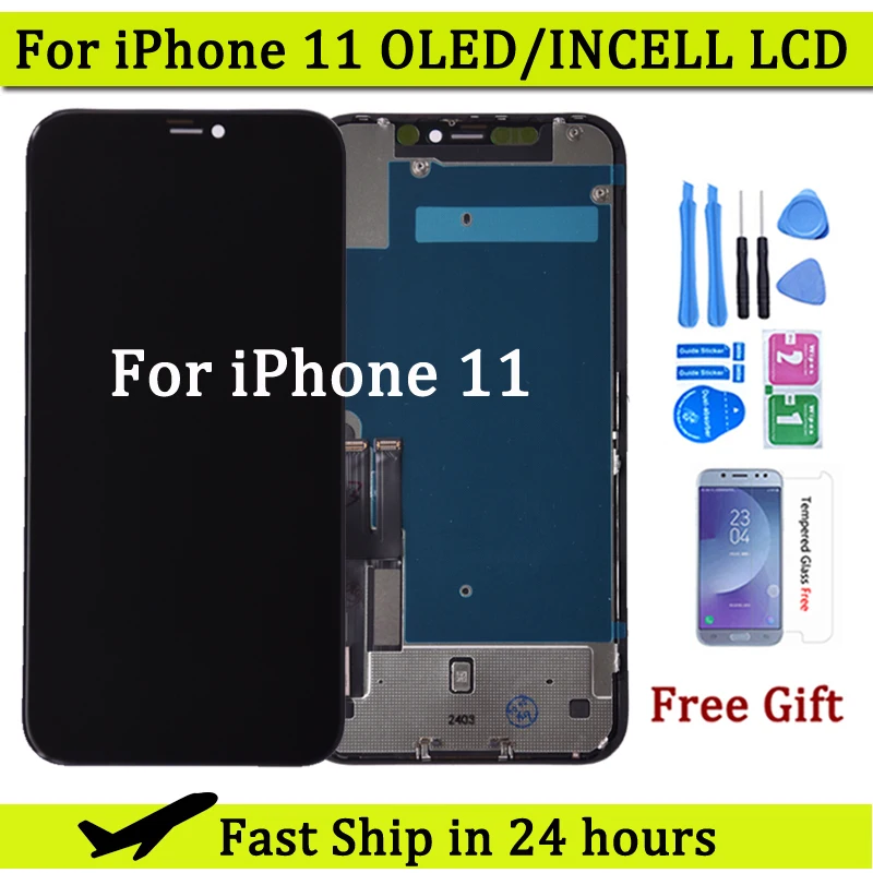 Pantalla LCD OLED 100% de prueba para iphone 11, montaje de digitalizador con pantalla táctil 3D para iPhone X, XS, 12, 11 pro, repuesto LCD