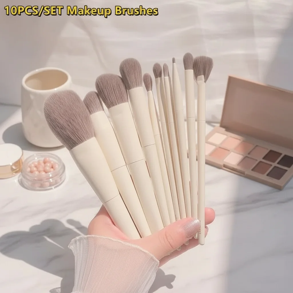10 STKS Zachte Pluizige Make-up Kwasten Set voor Oogschaduw Foundation Blush Blending Cosmetische Gereedschappen Professionele Make-up Borstel