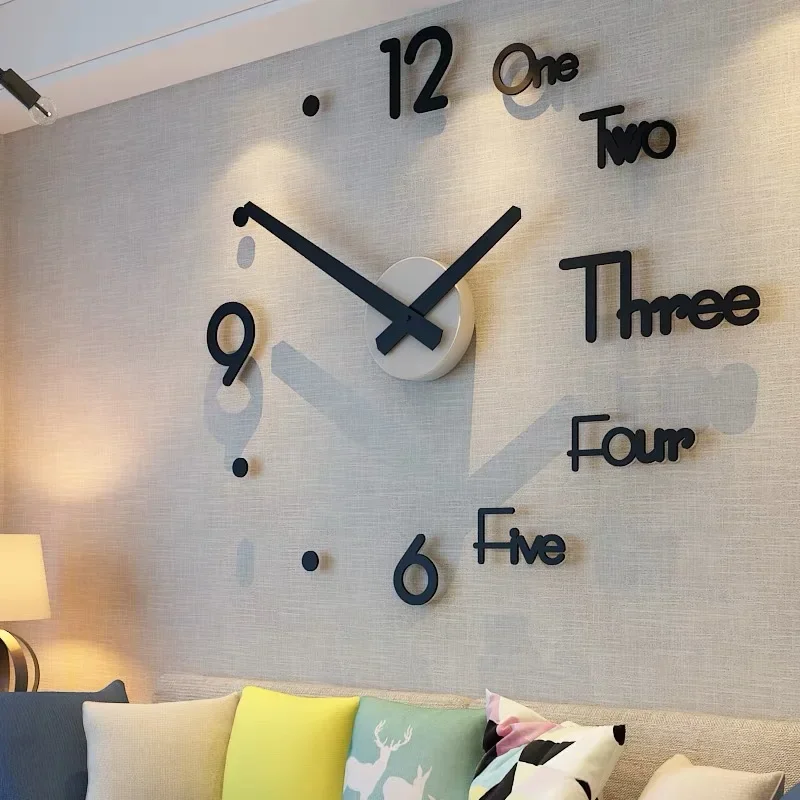 2022 Fashion 3D Big Size Wall Clock Mirror Sticker DIY Living Decor Modern Design Silent Acrylic