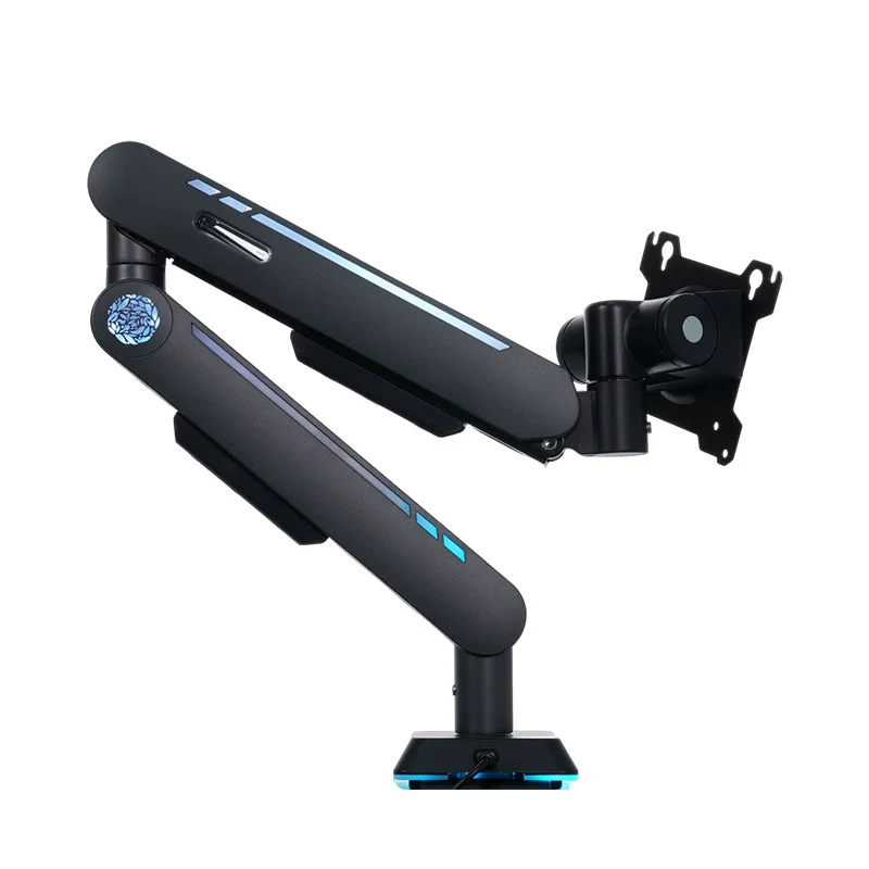 Mechanical Arm Vesa Monitor Stand with RGB Lighting Easy Angle Single Monitor Arm Mounting on Desk Fits 17 to 32 Inches