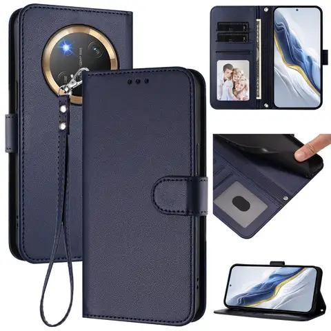 Coque Honor Magic 7 Lite 7 Pro Shockproof Cover Flip Leather Wallet Case for Honor Magic 7 6 5 4 Lite Pro Business Lanyard Cover