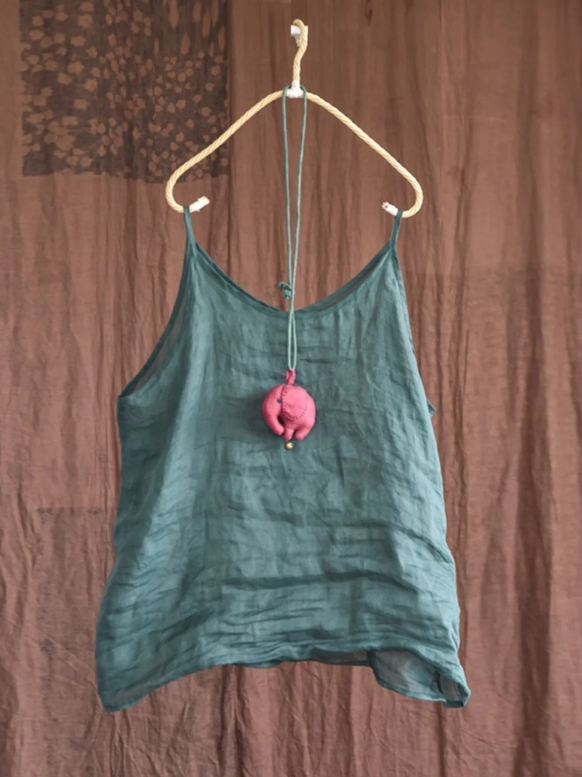 Retro Japanese Sle Small Strapl Linen Vest Women Summer Large Size Loose Lightweight Svel Inner Wear Linen Base ...