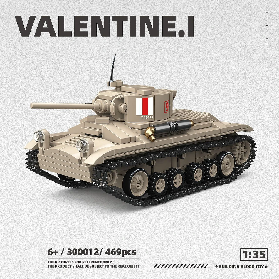 WW2 Military British Army Valentine Cruiser Tank Carrier Vehicle Morris Artillery Tractor Building Blocks Bricks Toys Kids Gifts
