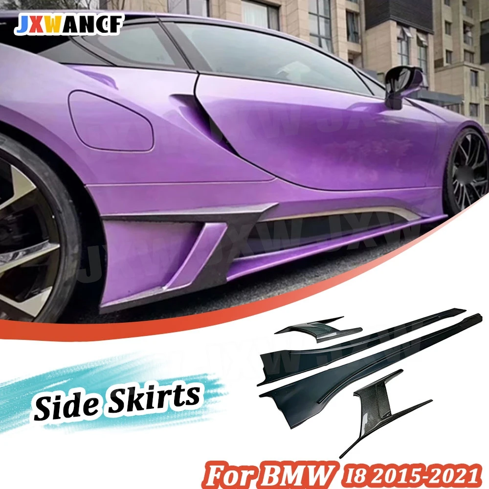 

JXWANCF Forged Carbon Fiber Side Skirts Pane Spoiler for BMW I8 2015-2021 Rocker Panel Lip Splitter Extensions FRP