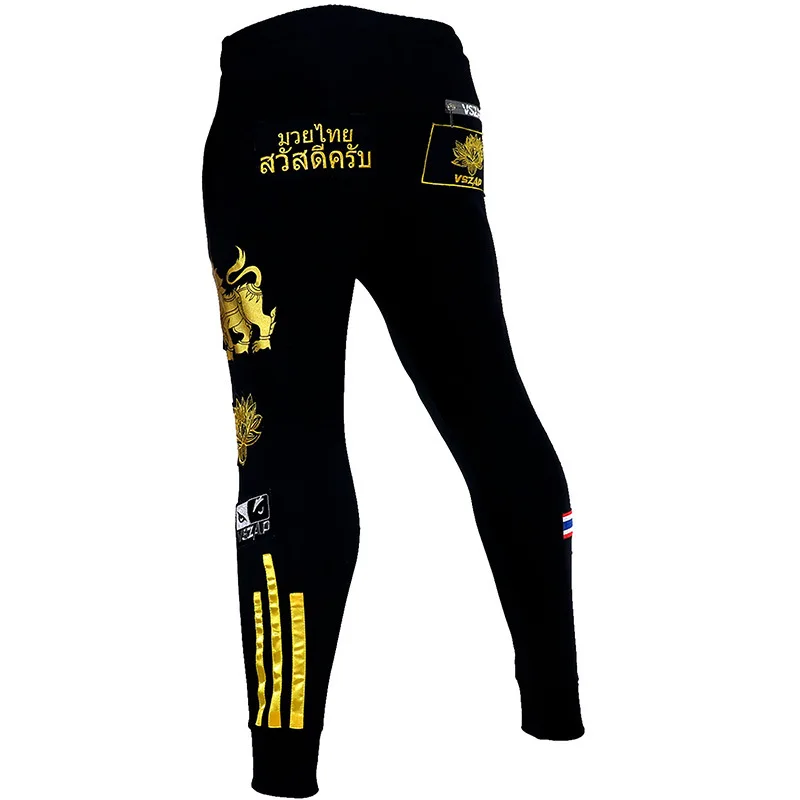 Vszap Muay Thai Vechtbroek Kirin Lotus Joggingbroek Fitness Mma Sportgevecht Borduurwerk Hardlopen