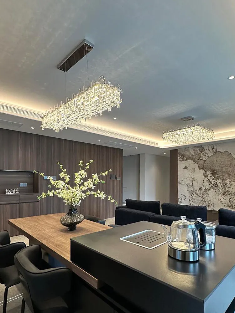 

Rectangular Crystal Chandeliers, Clear Cristal Lampa Home Renovation Stainless Steel Lampen 2026 Modern