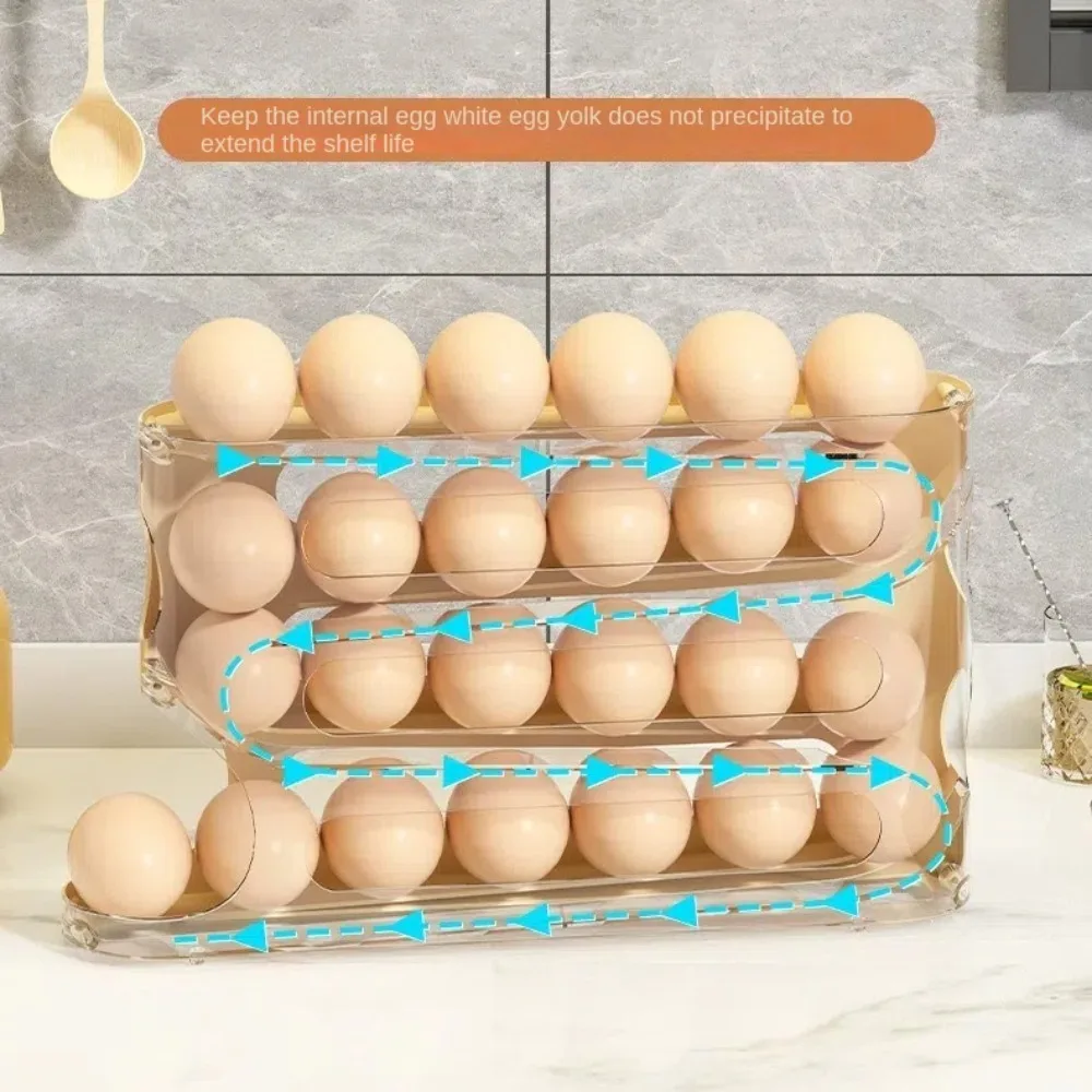 Transparent Egg Storage Box Refrigerator Side Door Large Capacity 4-layer Ladder Egg Box Space-saving Egg Holder Rack Kitchen