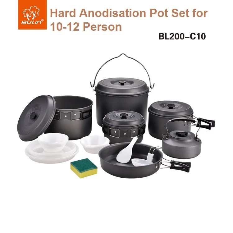 BL200-C10 Top Quality Camping Cookware Set Portable Outdoor Camping Cookware Set and camping pot