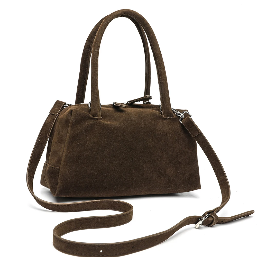 

Fashion Faux Suede Shoulder Bag Top Handle Women's Handbags Matte Texture Crossbody Bags for Women Dot Pillow Bag Flap Purses