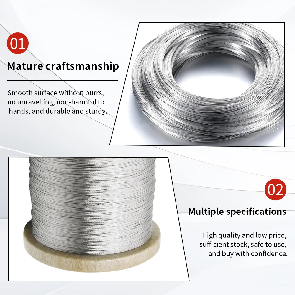 1/1.2/1.5/2/3/4/5mm Cable Rope, 5-20m PVC Transparent Coated Steel Cable Rope, 304 Stainless Steel Cable Rope