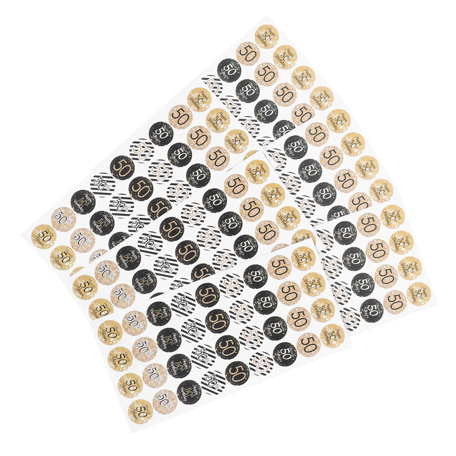

216Pcs Birthday Sticker 50Th Birthday Pattern Printing Decorative Stickers Candy Packaging Gift Favor Photo Props
