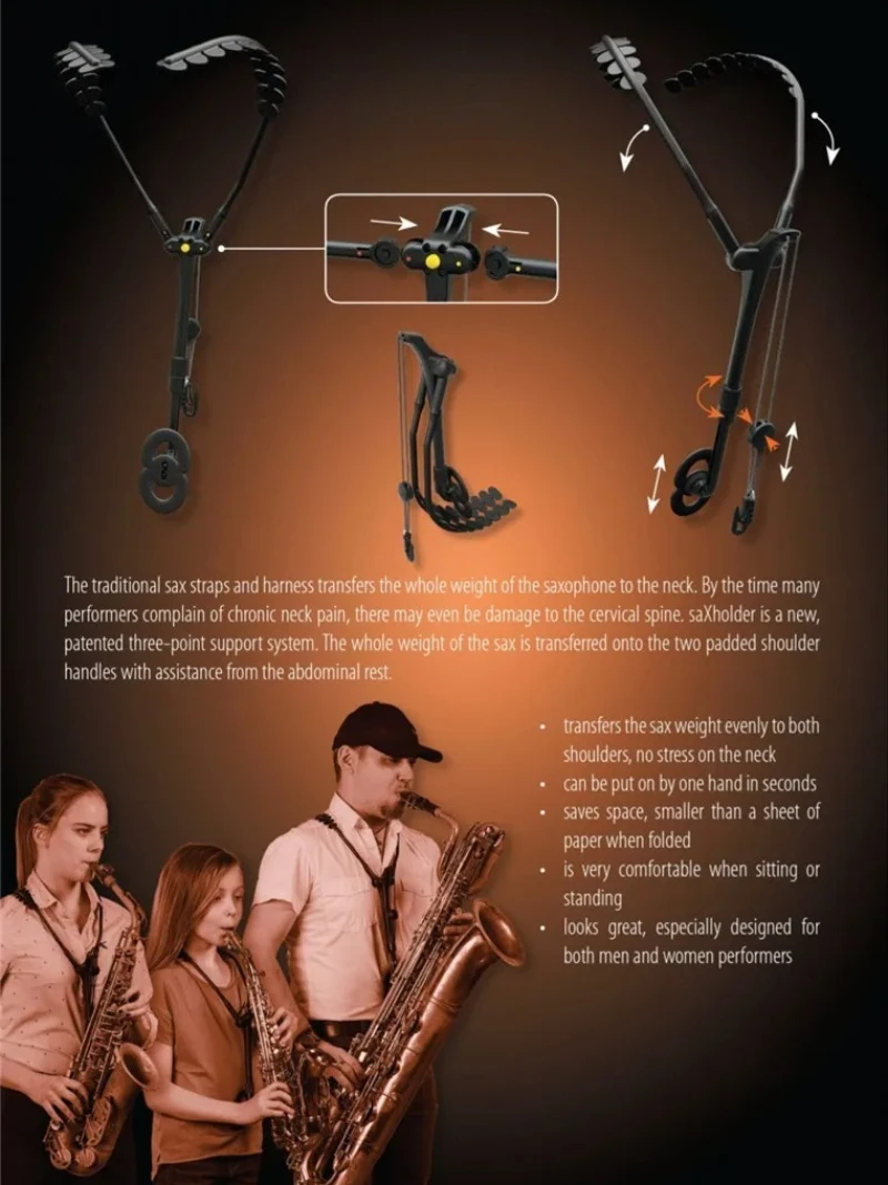 عالية الجودة ساكس اثنين من الأشرطة الكتف ألتو تينور سوبرانو الساكسفون الأشرطة مزدوجة حزام الكتف ملحقات الآلات الموسيقية #6