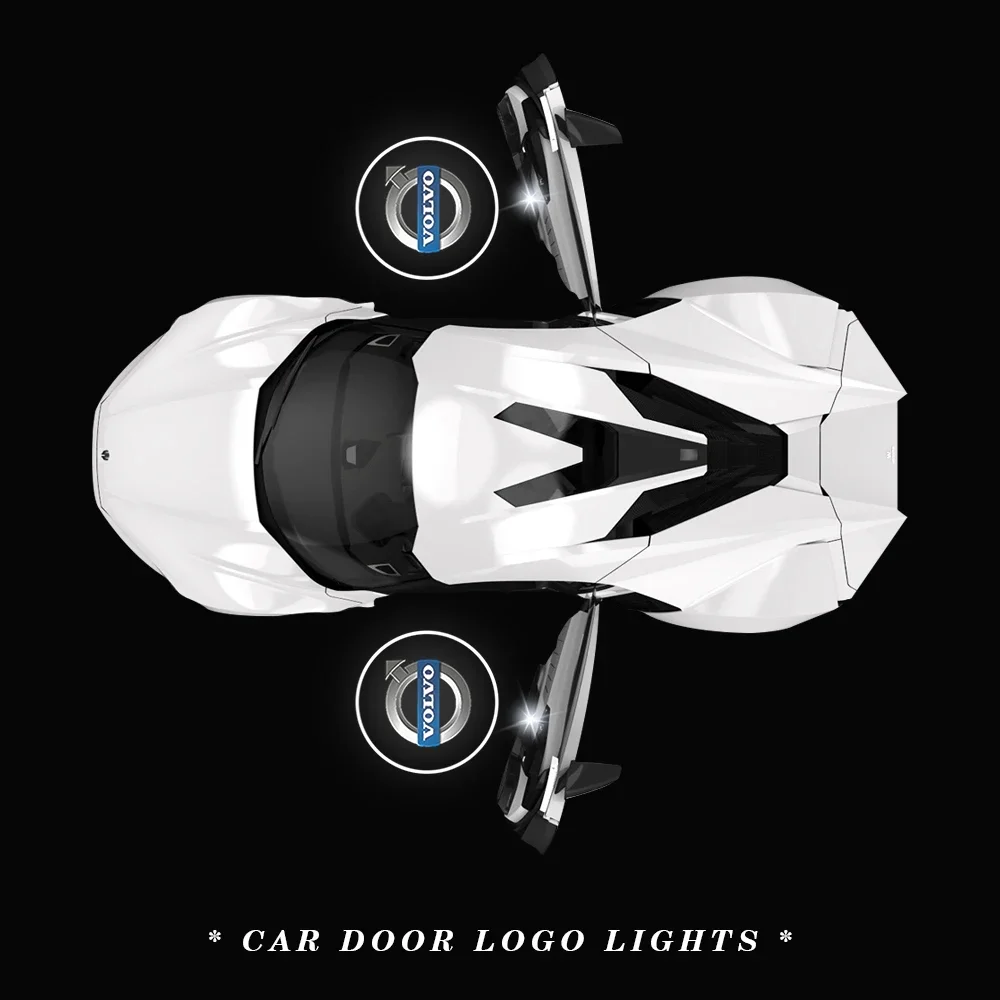 2Pcs Car Door Badge Welcome Light HD Wireless Projector Lamps Accessories For Volvo XC90 S60 V40 V50 S90 T6 V60 XC60 S80 S40 V70