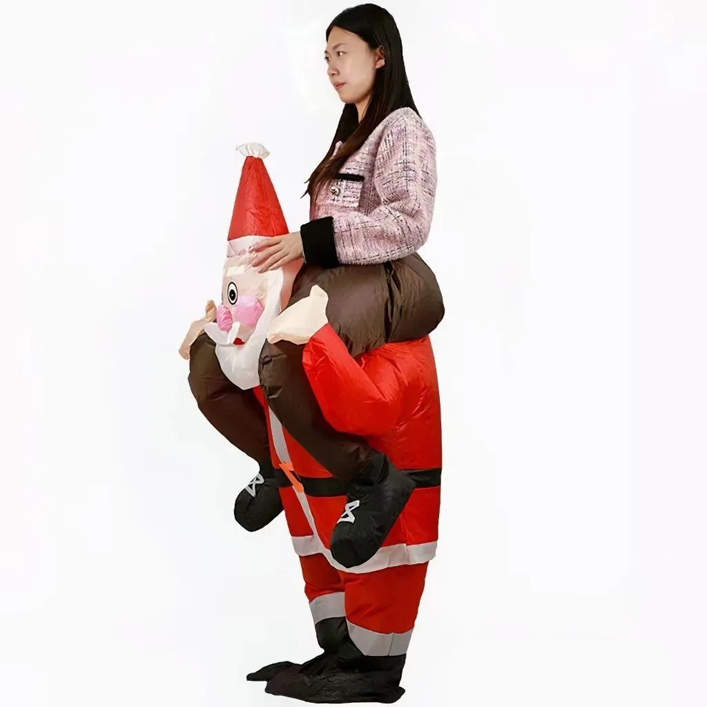 Divertido disfraz inflable de Papá Noel, accesorio de actuación para fiesta de Navidad y ciclismo