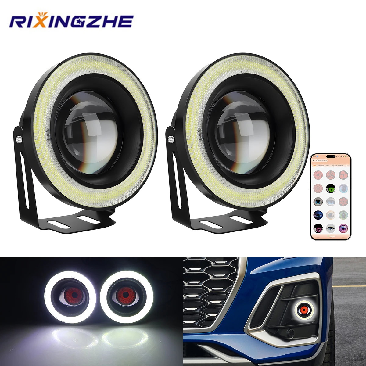 

3.5 Inch LED Fog Lights Dynamic Angel Eye 12V LED Work Light Car Auxiliary Headlight Daytime Running Light For Car Vehicles 2PCS