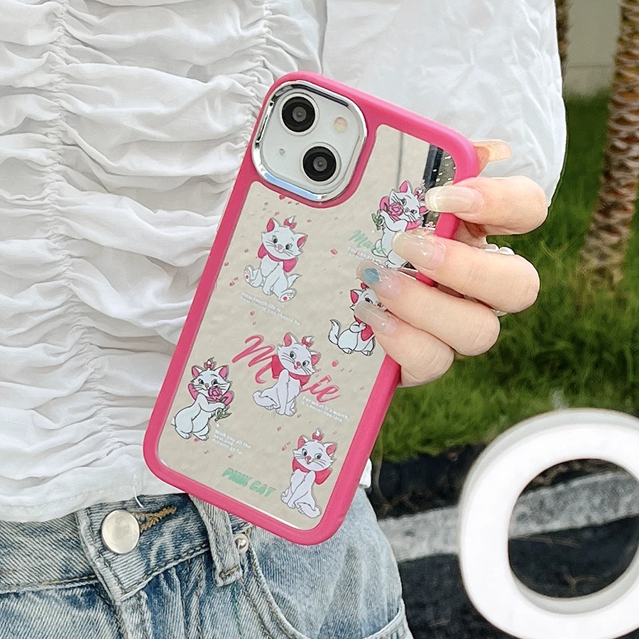 Cartoon cute wind rose red mirror multiple Mary Cat Apple phone case iPhone 14 13 12 11 Pro Max case