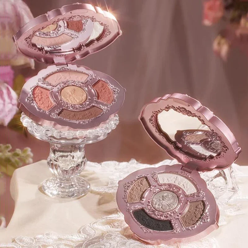 Flower Knows Midsummer Fairytales Embossed Five Color Pressed Glitter Eye Shadow Natural Shimmer Pigment Eye Shadow Pallete