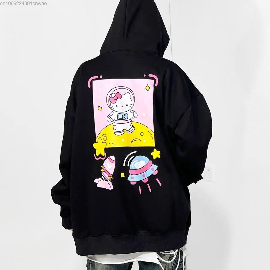 Sanrio Hello Kitty Zipper Hooded Sweater Coat Women Yk2 Casual Couple Cardigan Hoodie Hip Hop Grunge Y 2k Fashion Tops Halloween