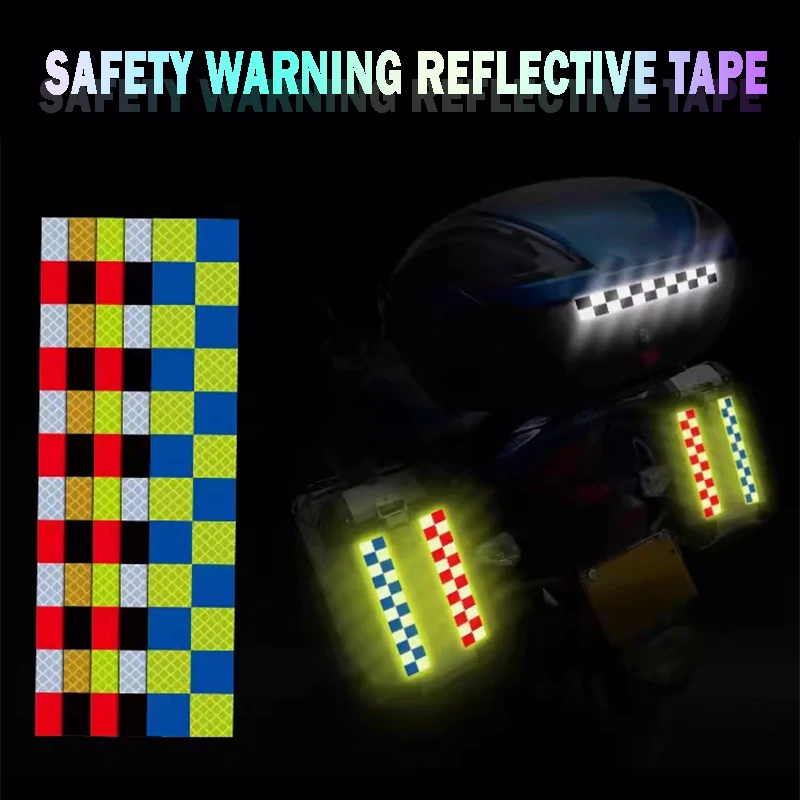 2pcs Car Reflective Tape Auto Safety Warning Sticker Reflector Protective Tape Strip Film for Trucks Auto Motorcycle Stickers