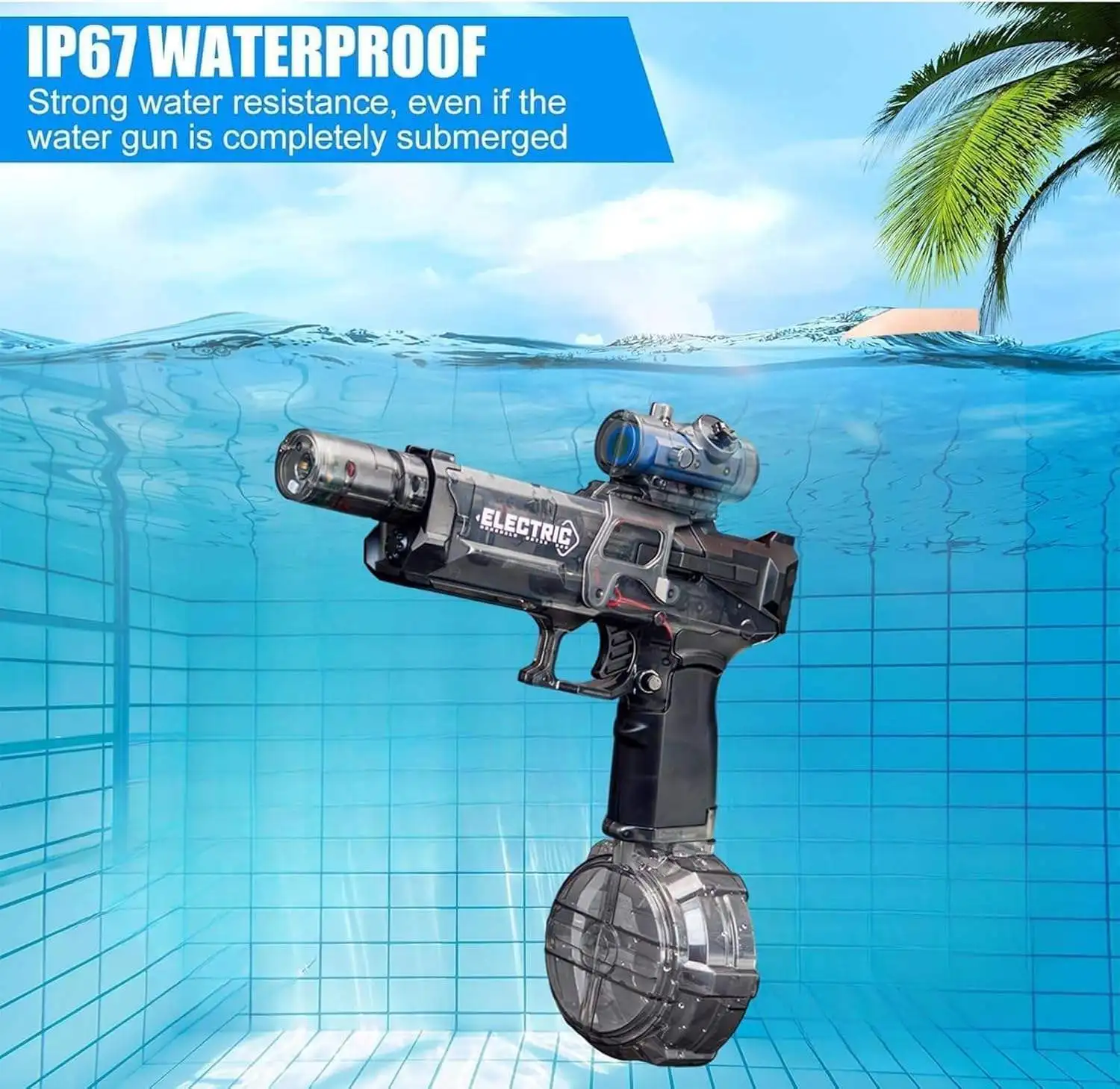 Pistola elettrica automatica per la conservazione dell'acqua con luce portatile per bambini Summer Beach piscina all'aperto giochi di tiro a spruzzo d'acqua