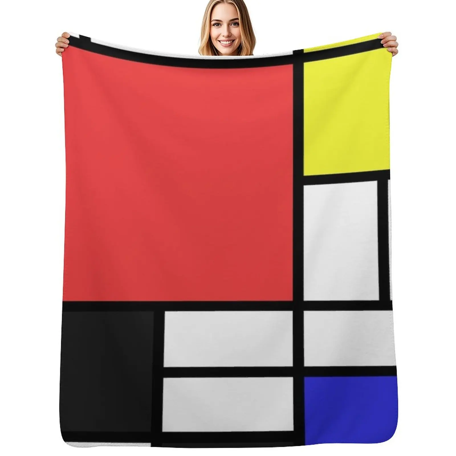 Mondrian Throw Blanket Soft Home Decor Blanket for Couch Bedroom