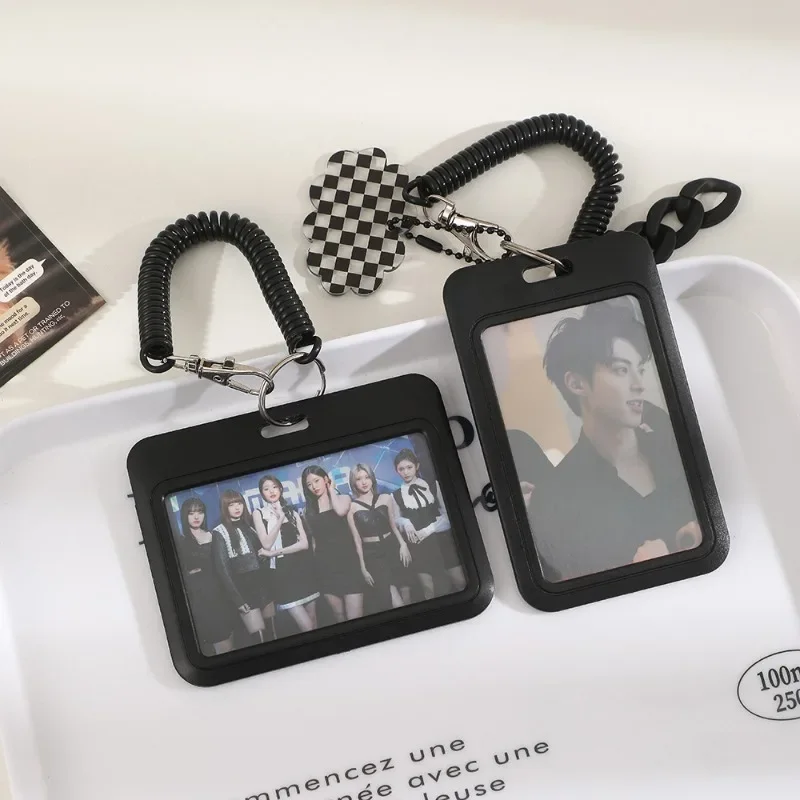 Black Style 3 inch Card Holder Kpop Photocard Holder Photo Card Holder Bag Pendant School Stationery