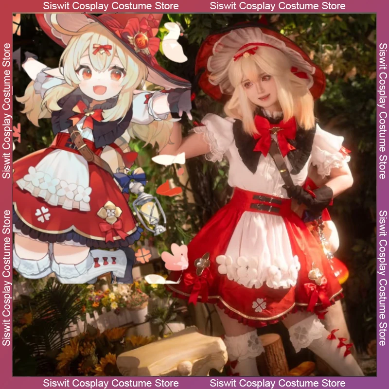 

Game Genshin Klee New Skin Cosplay Costume Flora Lumina Sparkling Stars Adorable Witch Wig Women Kids Halloween Carnival Outfit