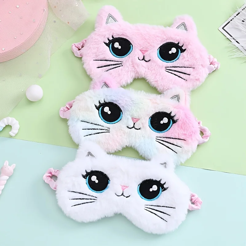 Cute Plush Sleep Mask Big Eyes Plush Eye Mask Kids Cat Cute Eye Mask Travel Rest Sleep Aid Eye Mask