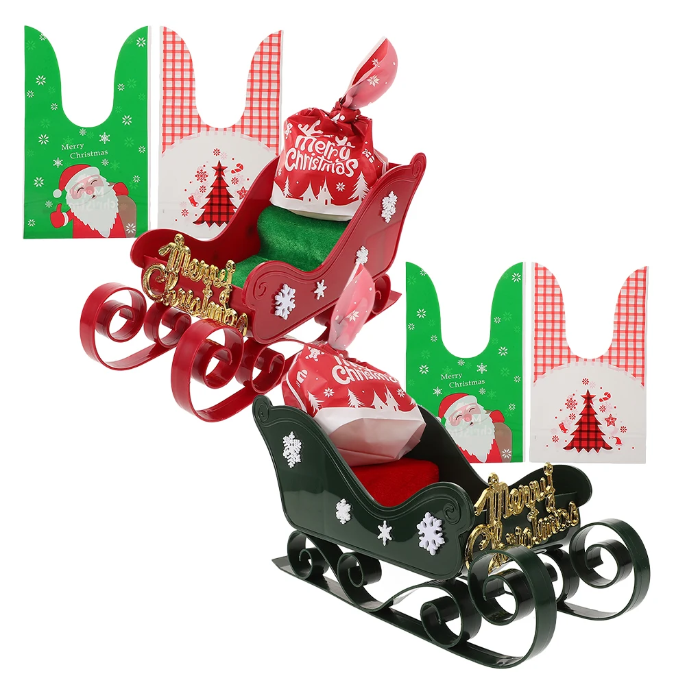 

Sleigh Decoration Christmas Candy Container Decorate Plastic Shelf Ornament