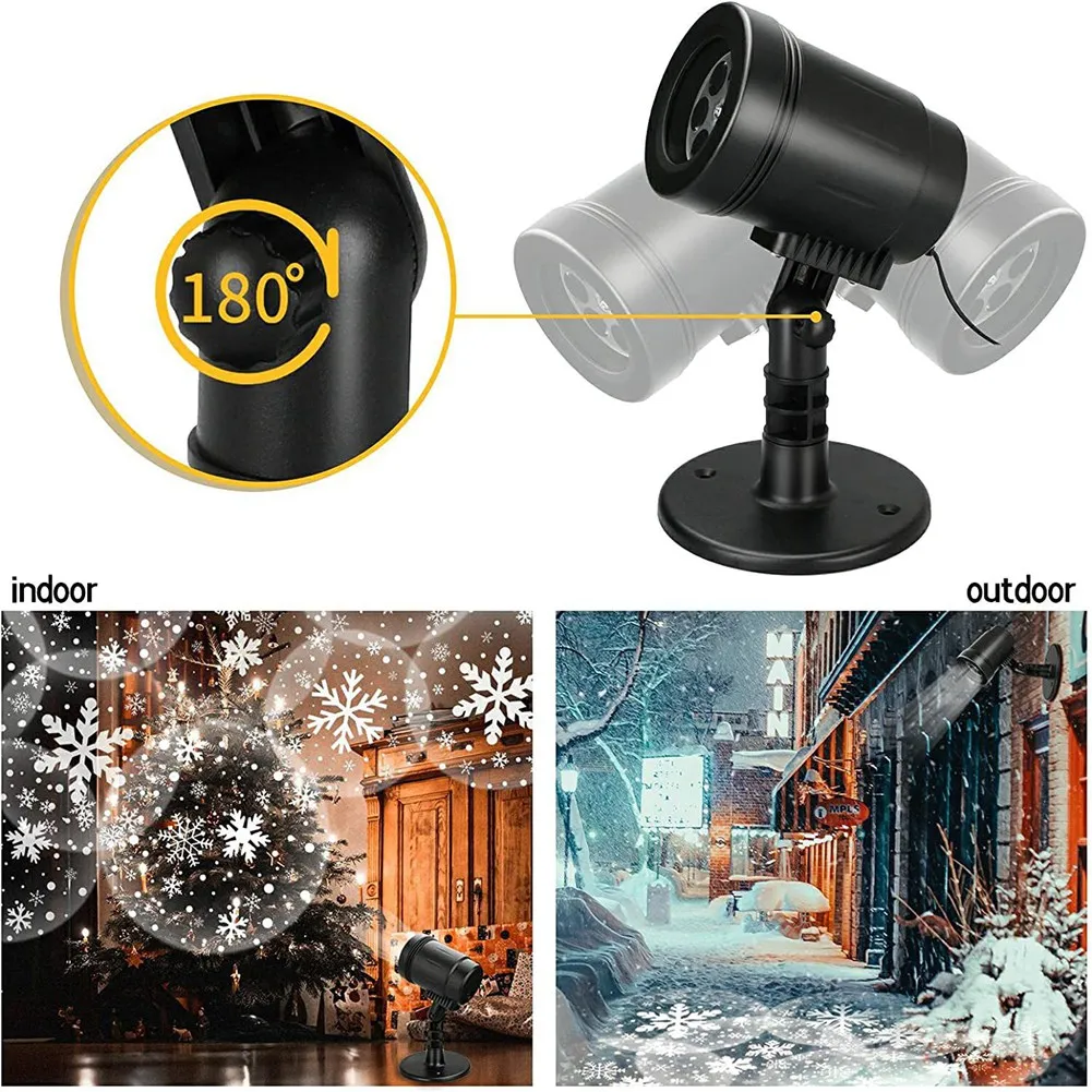 Outdoor Weather-Proof Neve Projeção Lâmpada, Natal Lâmpada LED, Wider Lighting Range, Plug EUA