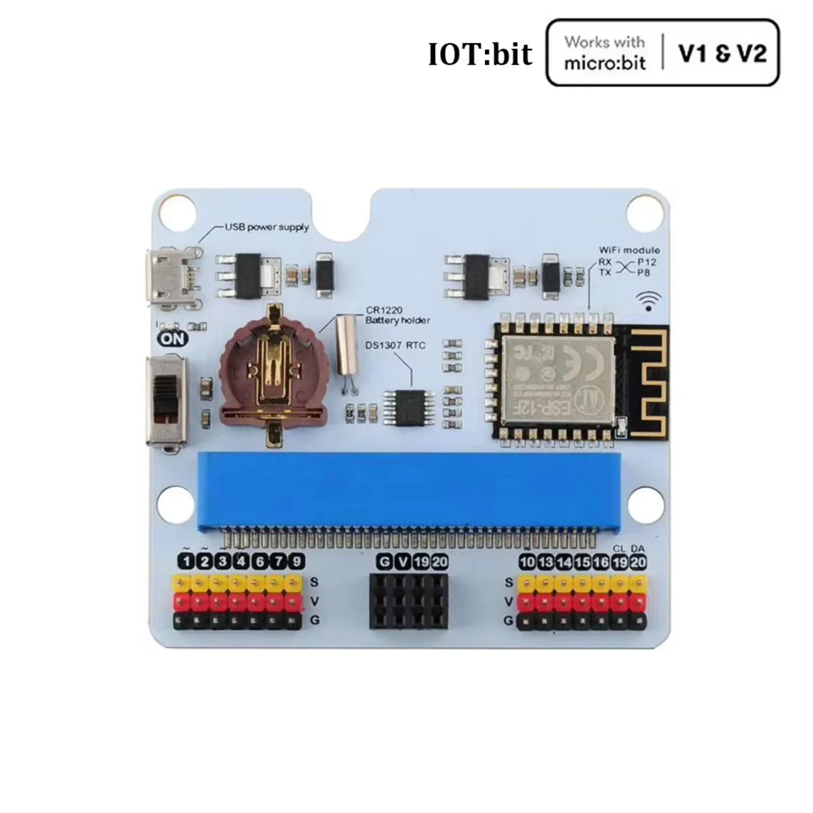 Scheda di espansione WiFi IOT:bit ESP8266 per micro:bit con modulo cicalino/RTC Supporta Makecode/Micropython/JavaScript