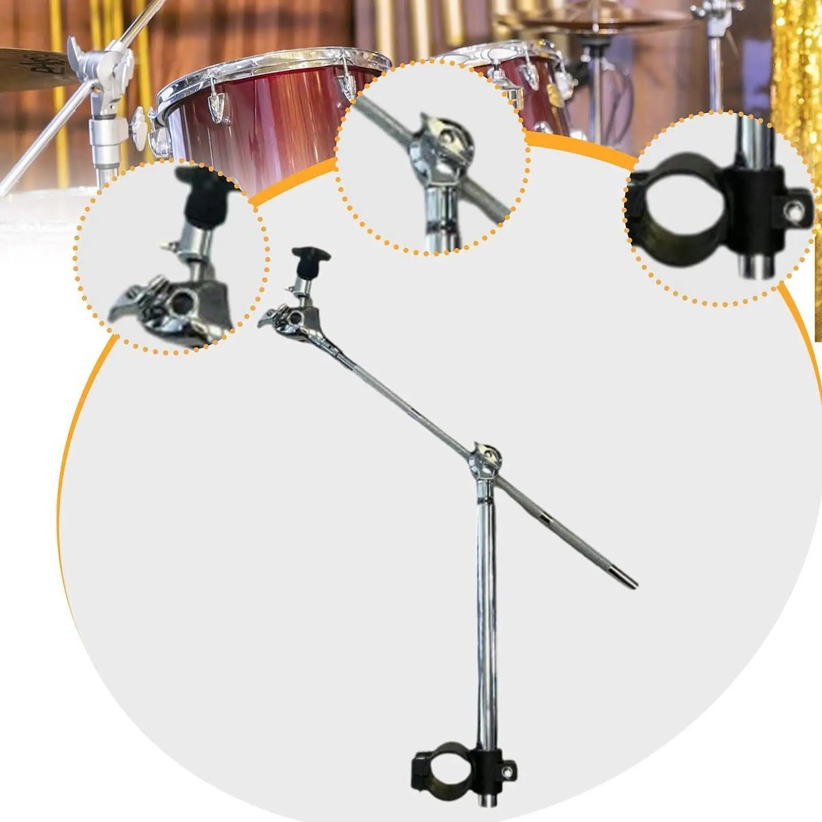 Cymbal Boom Arm Extension Arm Adjustable Height and Angle Rod Universal Ball Hardware for Electronic Drum Drum Set Accessory