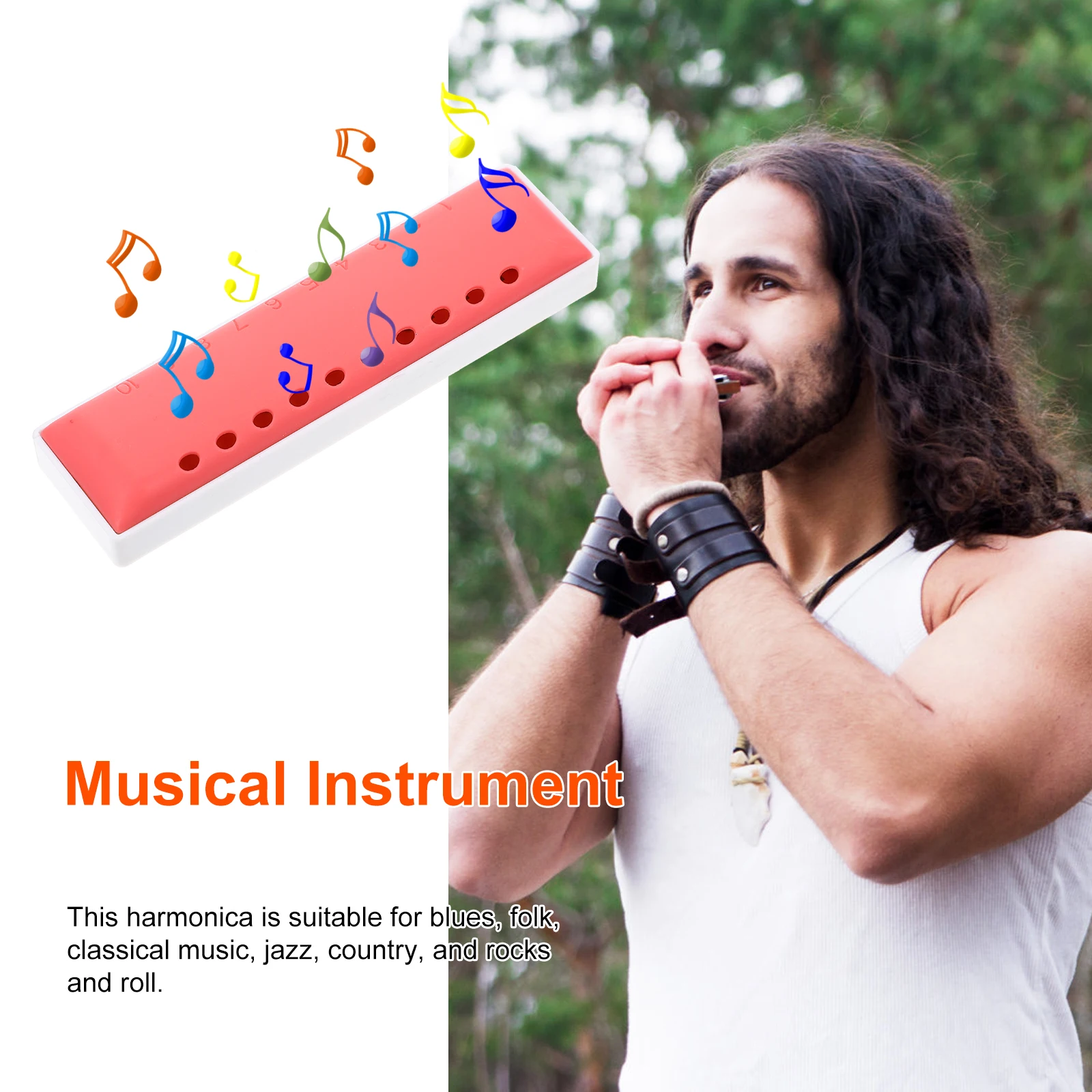

1Set 10-Hole 20-Tone Blues Harmonica For Beginners Durable Abs Portable Musical Instrument With Storage Case Playful Gift