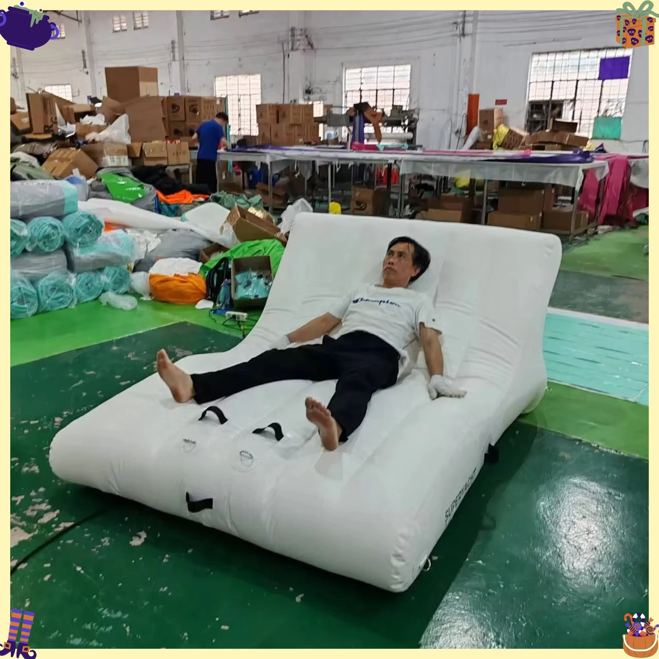 PVC Airtight Inflatable Floating Sofa Bed Large Water Lounge Platform For Outdoor Sunbathing