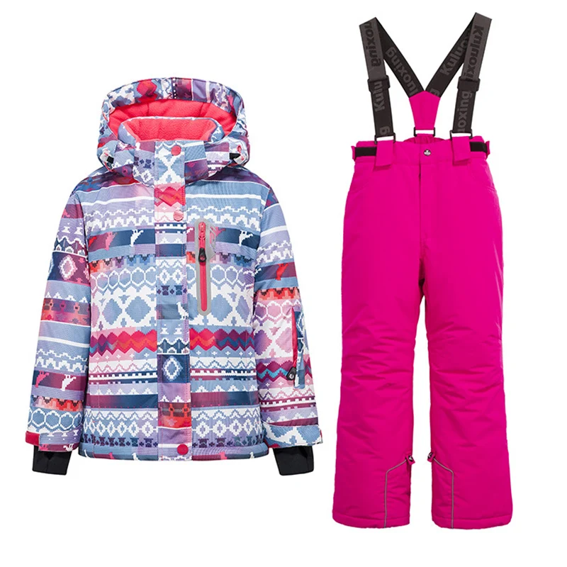 -30℃ Boy girl skiing suit waterproof 5 6 7 8 9 10 11 12 13 14 15 year old children's snow clothing Warm snowboarding Coat pant