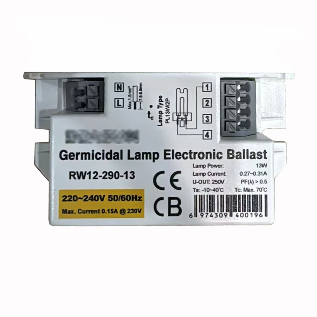 Lâmpada Germicida UV RW12-290-13 220-240V 13W com Ballasts Eletrônicos para Lâmpada PL13W/2P