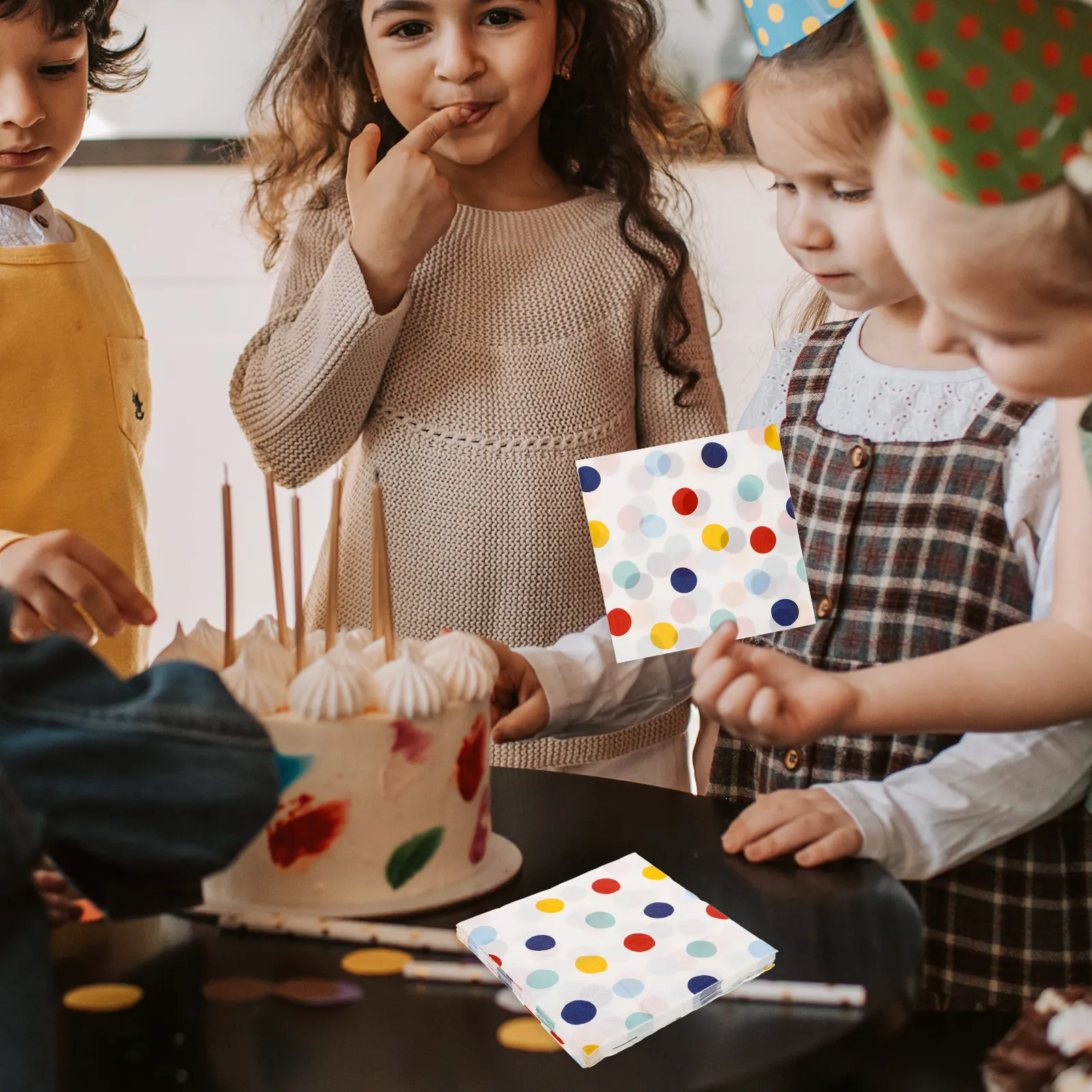 20Sheets Bright Colorful Dots Decorative Napkins Soft Tear-Resistant Paper Dinner Napkins for Parties Holiday Events Party
