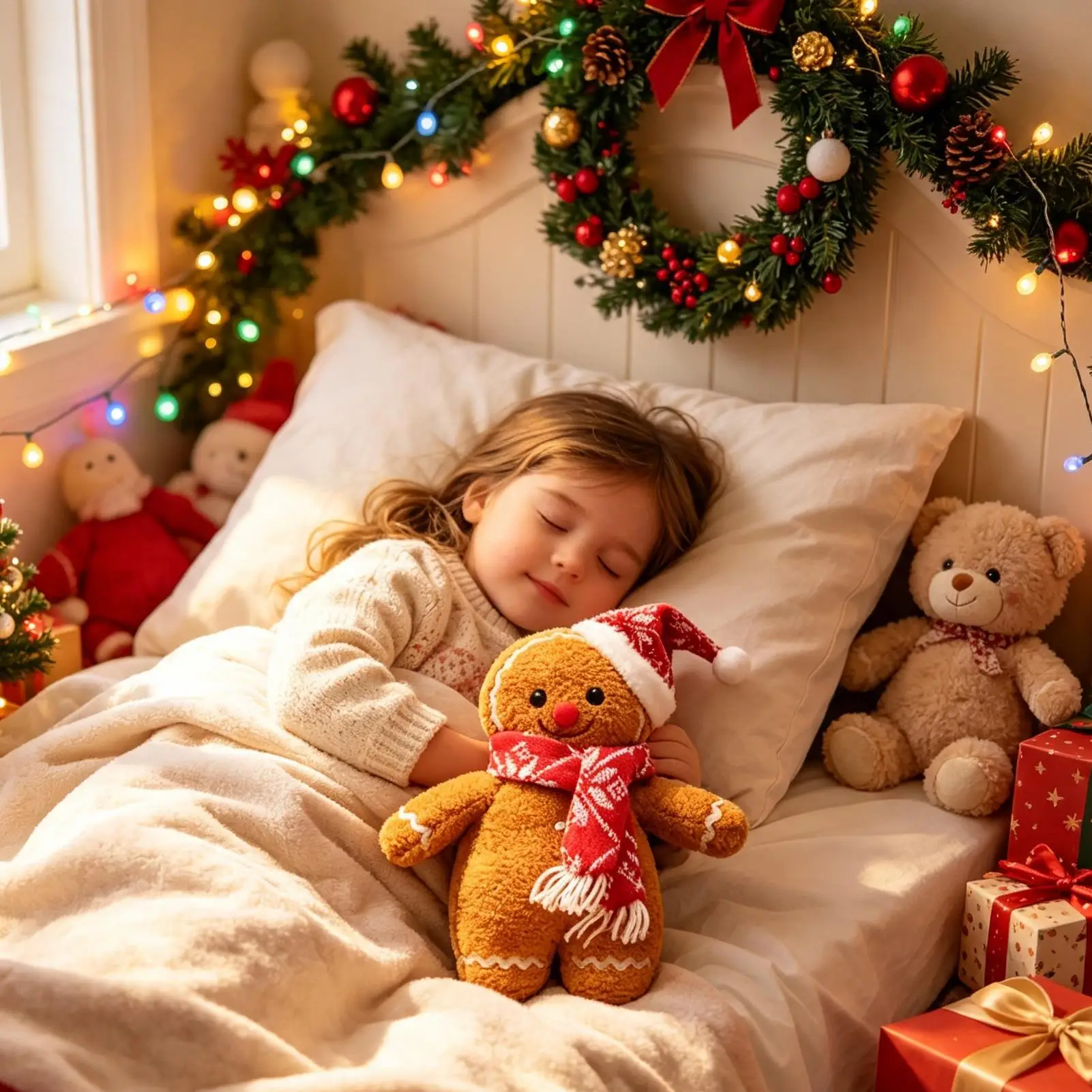 Stuffed Gingerbread Men Christmas Scarf And Hat Design Toy Pillow Plush Stuffed Doll For Photo Prop Sofa Bed Table Hotel