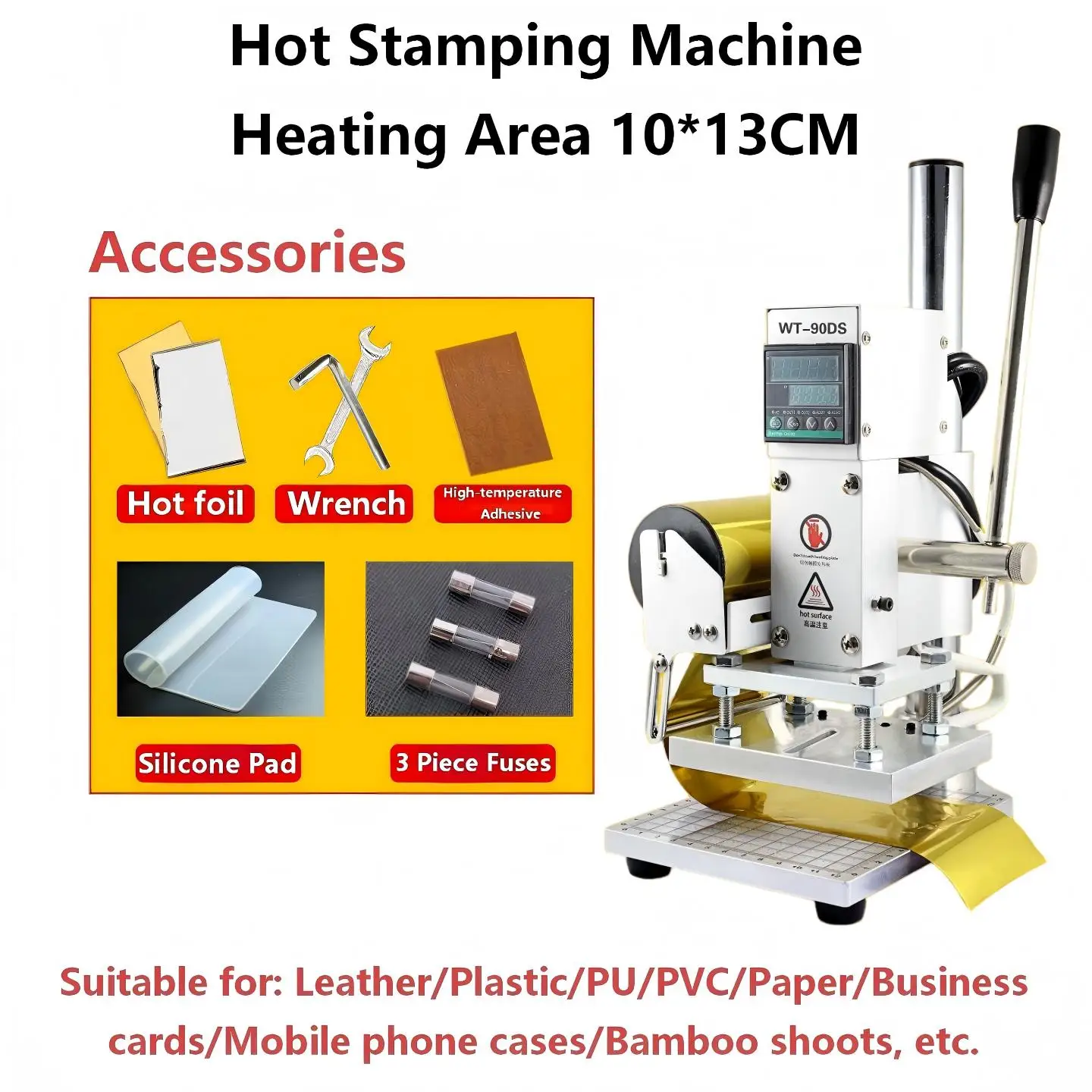 High-temperature Hot Stamping Machine Heating Press Creas Device 500W Hots Foil Printer for Leather/Plastic/PU/PVC/Business Card